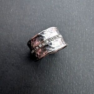 Vintage YAM Hammered Sterling Silver Statement Cigar Ring size 6
